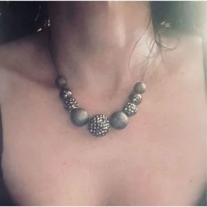 SILVER AND BLACK DISCO BEAD NECKLACE